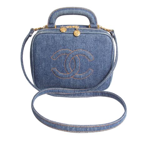 blue chanel vanity bag|Chanel vanity bag with handle.